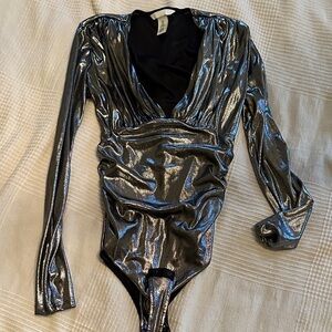 H&M Shiny Silver Bodysuit